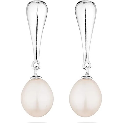 Swan Сребърни обици със сладководни бели перли IE0151W Swan