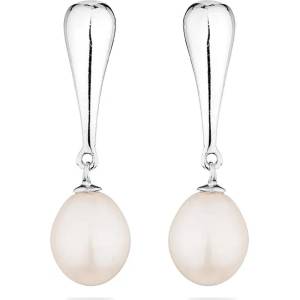 Swan Сребърни обици със сладководни бели перли IE0151W Swan