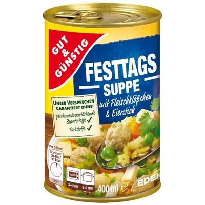 G&G Sváteční polévka s masovými kuličkami a těstovinou 400 g
