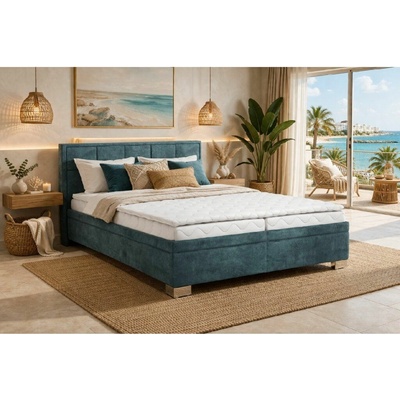 MAWS Larnaca boxspring s úložným prostorem potah tyrkys Inf. 13 matrace standard