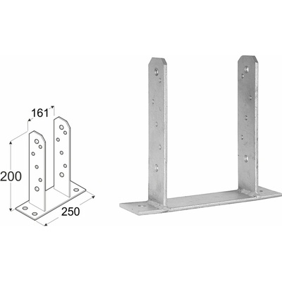 Domax zaskrutkovacia pätka stĺpika typu TT PST 160 - 161 x 250 x 60 x 200 mm 8 ks