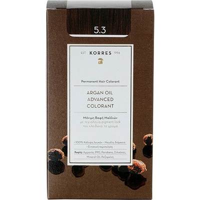 Korres Argan Oil farba na vlasy s arganovým olejom 5.3 Golden Honey Light Brown