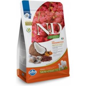 Farmina N&D DOG GRAIN FREE Quinoa Skin & Coat with Herring, Adult Medium & Maxi dogs - суха храна без зърнени култури за здрава кожа и козина, за кучета над 1 година от средни и едри породи, с херинга, киноа,
