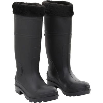 vidaXL Ботуши за дъжд с подвижни чорапи, черни, размер 38, PVC (137596)