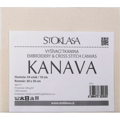 Stoklasa Vyšívací tkanina Kanava 20x30 cm 54 oček Balení: 1 ks, Varianta: ecru ecru