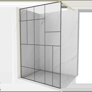 Mexen Kioto душ-параван Walk-in 110 x 200 см, черен дизайн 8 мм, златен мат - 800-110-101-55-78 (800-110-101-55-78)