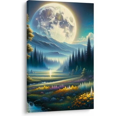 Obraz klidná noční příroda s řekou - 20x30