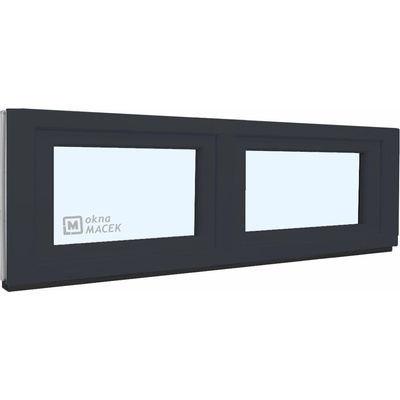 KNIPPING Plastové okno - 70 AD, 2100x500 mm, S/S, antracit Sklo: čiré, Barva, imitace: antracit/bílá (jednostranně)