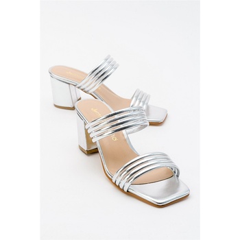 Moda Trend Дамски чехли с ток - Сребристи #381679 (381679_Сребрист)