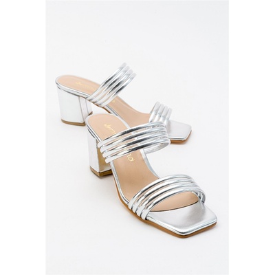 Moda Trend Дамски чехли с ток - Сребристи #381679 (381679_Сребрист)