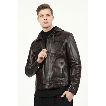 Jacket Club Мъжко яке от естествена кожа e-937/k - Тъмнокафяво #319085 (319085_Кафяво)