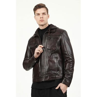 Jacket Club Мъжко яке от естествена кожа e-937/k - Тъмнокафяво #319085 (319085_Кафяво)
