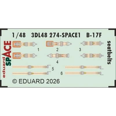 EDUARD REVELL B-17F seatbelts SPACErecommended for 1:48