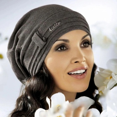 Krumlovanka dámská bavlněná čepice W-0084/C005 tmavě šedá