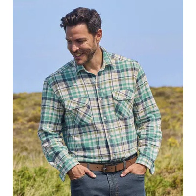 Atlas For Men flanelová kockovaná košel'a nature