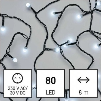 LED vianočná cherry reťaz guličky 8 m vonkajšia aj vnútorná studená biela časovač 8592920096055