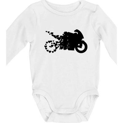 Moto love Body dojčenské s dlhým rukávom biele