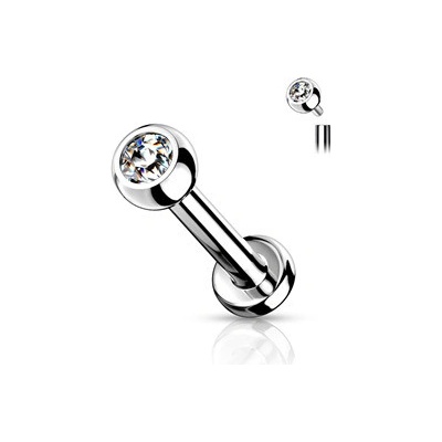 Šperky4U piercing do brady titan vnitřní závit kulička čirá TIT1010C-16124