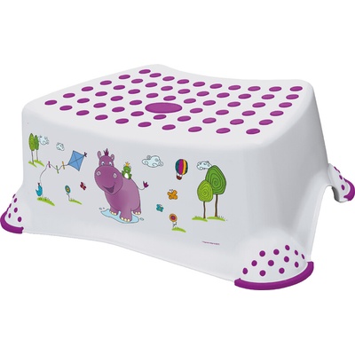 OKT Detský taburet v bielej farbe s motívom Hippo - 40x28x14 cm
