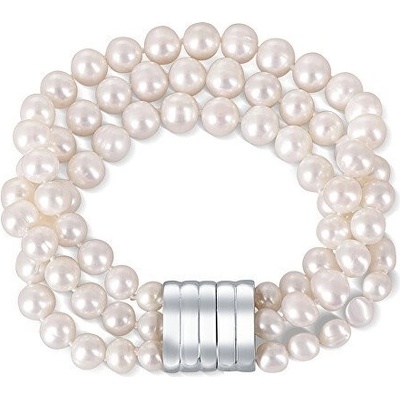 JwL Luxury Pearls Trojradový náramok z pravých bielych perál JL0668