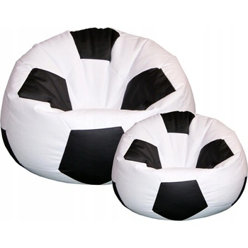 Jaks sedací vak XXXL futbalová lopta + podnožka 100x100x60cm bielo-čierny