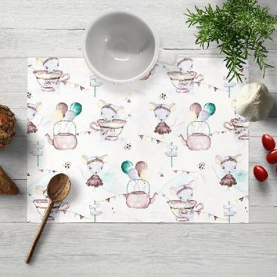 Biante Dětské bavlna prostírání Sandra SA-372 Myšky a konvičky na bílém 35x45cm