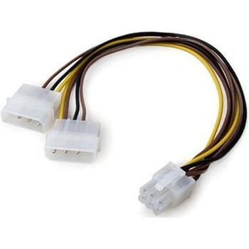 VCOM Захранващ кабел VCom CE313 6pin PCI-E(м) към 2x 4pin Molex(ж), 0.15m (CE313)