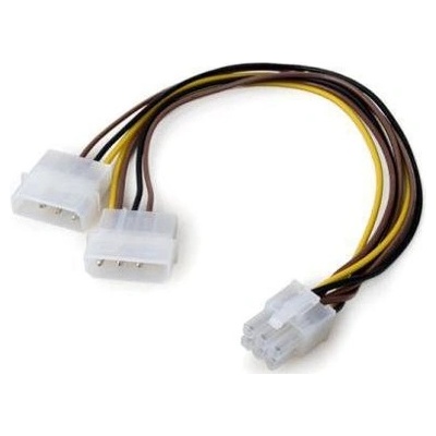 VCOM Захранващ кабел VCom CE313 6pin PCI-E(м) към 2x 4pin Molex(ж), 0.15m (CE313)