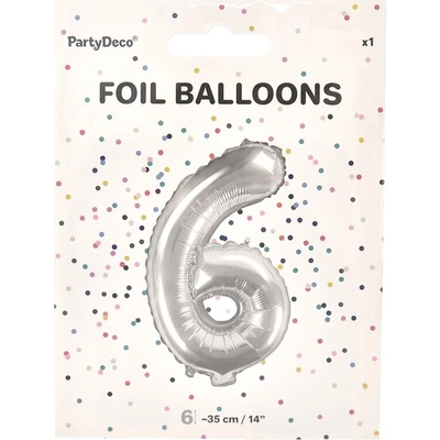 Partydeco fóliový balónek číslo 35 cm 0 9 stříbrný