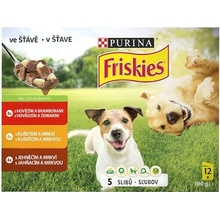 Purina Friskies Adult s hovězím kuřetem a jehněčím ve šťávě 12 x 100 g