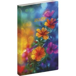 REALSYSTEM Джобен календар REALSYSTEM Flexi, стоящ, бял, плосък, с мотив „Floral 2027 (5811-87)