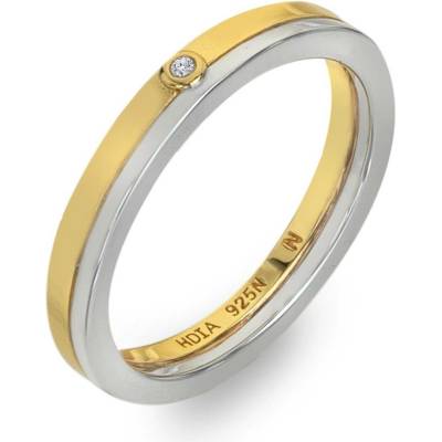 Hot Diamonds Pozlacený stříbrný prsten s diamantem Parellel DR308