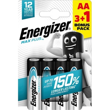 Energizer Батерии алкални Energizer Max Plus, AA, LR6, 1.5V, 4бр. в опаковка (E303322400)