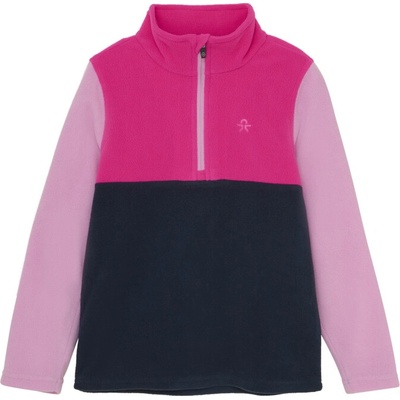 Color Kids Fleece Pulli Colorblock-5381-Pink Glo ružová