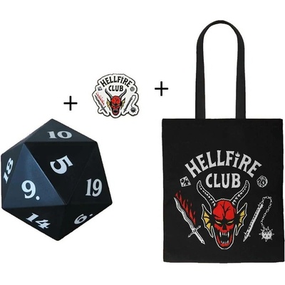 Cinereplicas Dárková sada: taška odznak + kostka Hellfire Club Stranger Things