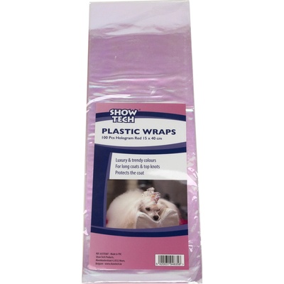 Show Tech Igelitové natáčky holografické červené 100 ks - Plastic Wraps 100 Pcs Hologram Red