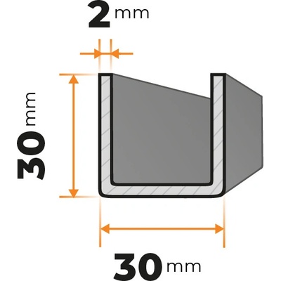 Tenkostenný profil U 30 x 30 / 2 mm