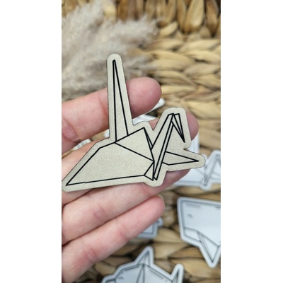 Koženkový štítok Origami vták Laser koženka: Bielo zlatá