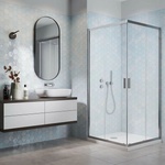 Radaway Квадратна душ кабина с плъзгащи се врати Radaway Alienta 90x90 см хром-прозрачна (10239090-01-01)