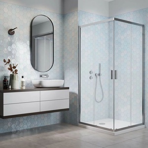 Radaway Квадратна душ кабина с плъзгащи се врати Radaway Alienta 90x90 см хром-прозрачна (10239090-01-01)