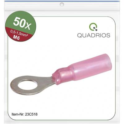 Quadrios 23C518 guľaté káblové oko Prierez=1.5 mm² Ø otvoru=6.5 mm čiastočne izolované červená 50 ks