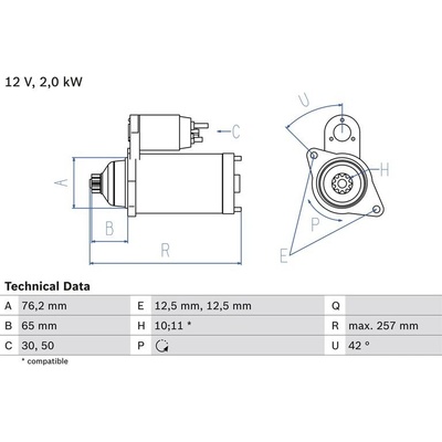 BOSCH 0 986 018 390 Startér (0986018390)