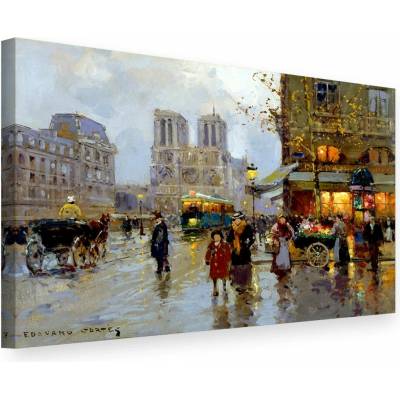 Obraz na plátne PLACE SAINT-MICHEL ET NOTRE DAME – Edouard Leon Cortes - 100x70 cm