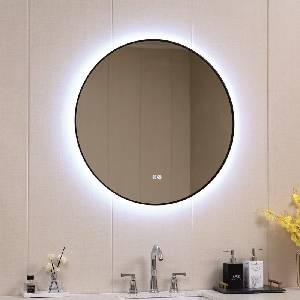 Inter Ceramic Огледалo с вградено LED осветление 80х80см Черен мат ICL 1855/80 (1855/80)