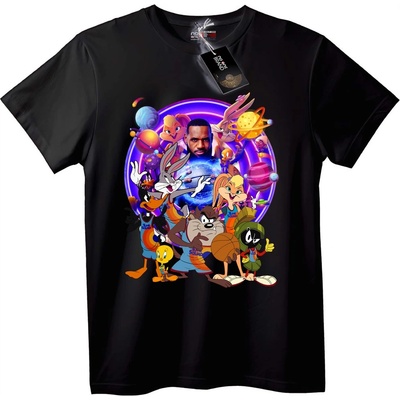 NOONEBRAND Тениска Looney Tunes & Баскетболни звезди - L, White