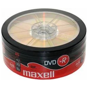 Maxell DVD-R MAXELL, 4.7 ГБ, 16x, 25 бр. , В целофан, ML-DDVD-R4.7-25PK