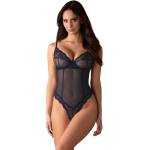 Obsessive Nightly Blue Crotchless Teddy Black M/L