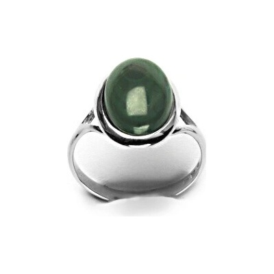 Čištín Zlatý prsten přírodní malachit bílé zlato T 1454 m