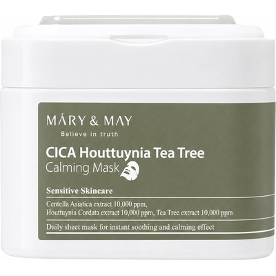 Mary&May Маски за лице 30 бр. с чаено дърво и хутиния Mary&May CICA Houttuynia Tea Tree Calming Mask (30pcs)