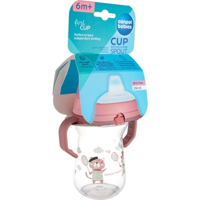 Canpol Babies nevylievací hrnček s mäkkým náustkom Bonjour ružový 250 ml